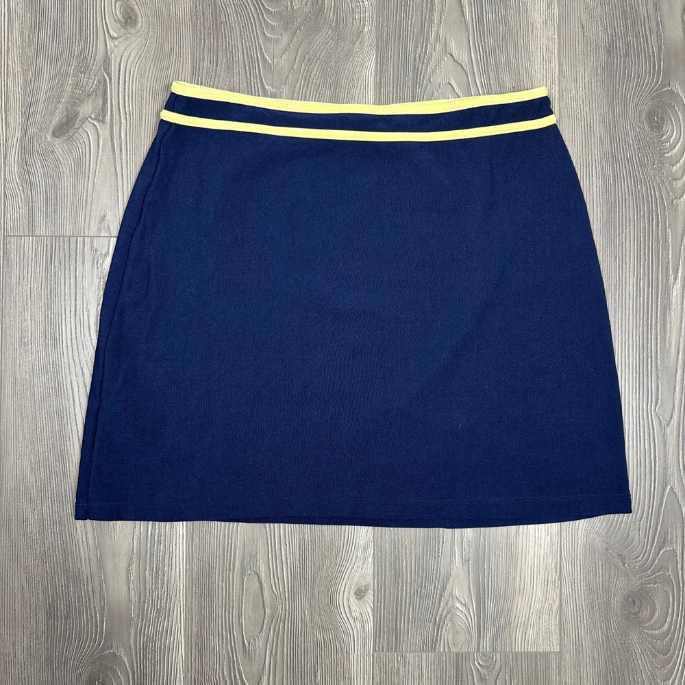 Cherokee Navy Nylon Mini SKirt with Yellow Trim - SIZE L Tennis Prep Vacation